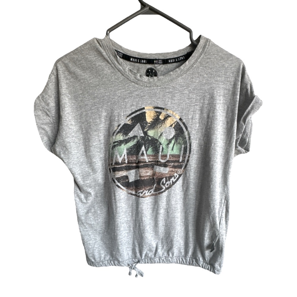 MAUI & SONS Heather Gray Graphic Short Sleeve T-Shirt Sz S